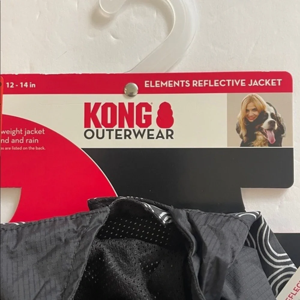 Kong Dog Lightweight Reflective Black Rain Jacket‎ Small 12-14 Inch NWT